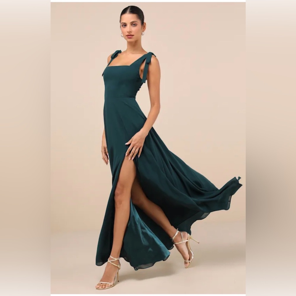NWT Lulus Green Maxi Dress- Bridesmaid- Evening Gown-Event - Picture 3 of 8